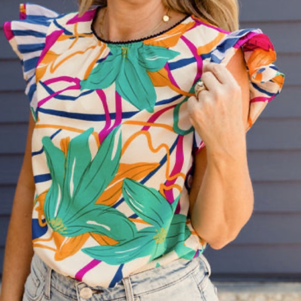 THML Abstract Floral Top In Multi - Picture 4 of 9